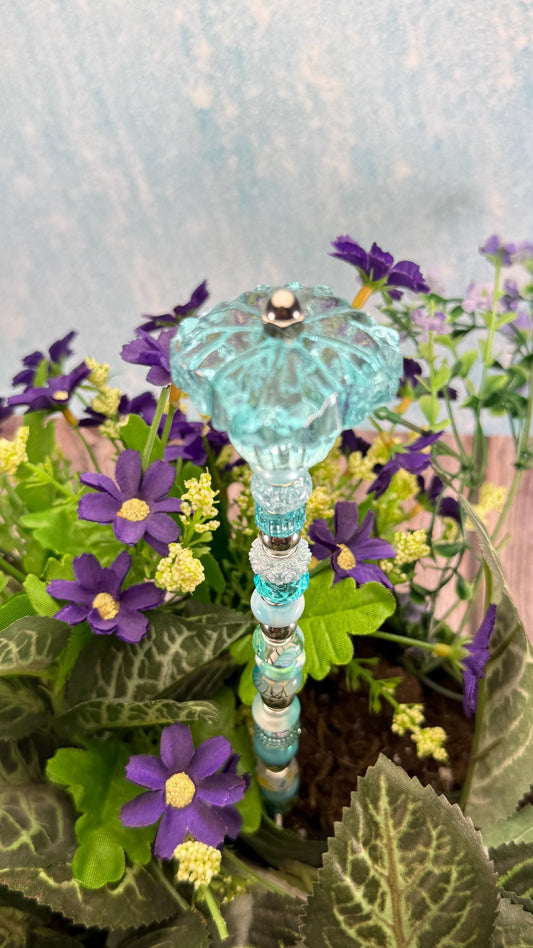Whimsical Glass Garden Stakes – Beaded Garden Decor | Glass Topper Plant Stakes | Unique Garden Gift | Dragonfly Custom Accessories