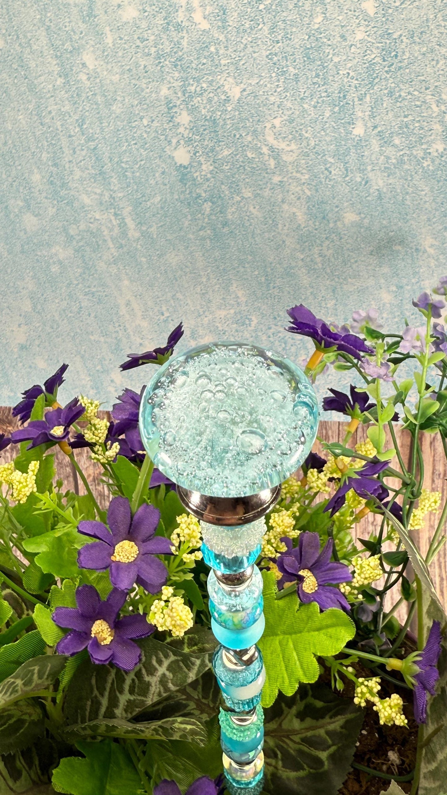 Whimsical Glass Garden Stakes – Beaded Garden Decor | Glass Topper Plant Stakes | Unique Garden Gift | Dragonfly Custom Accessories