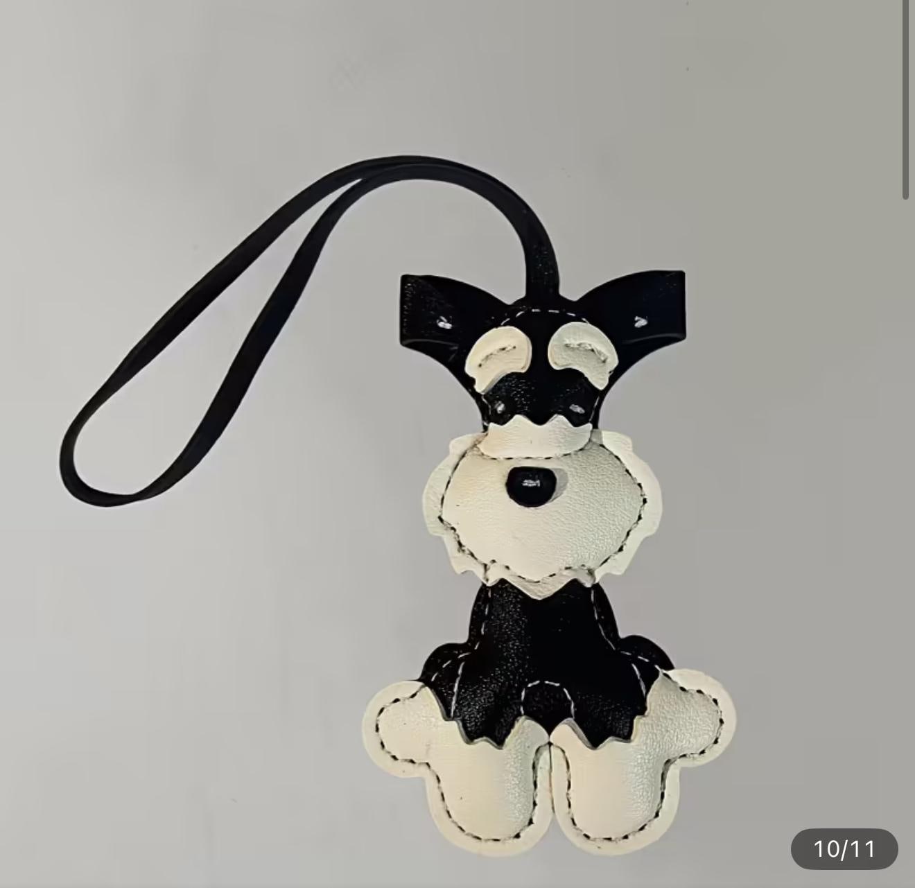 Schnauzer Dog Purse Pet Charm Vegan Leather Bag Accessory | Faux Leather Dog Keychain for Handbags, Totes & Backpacks | Gift for Dog Lovers