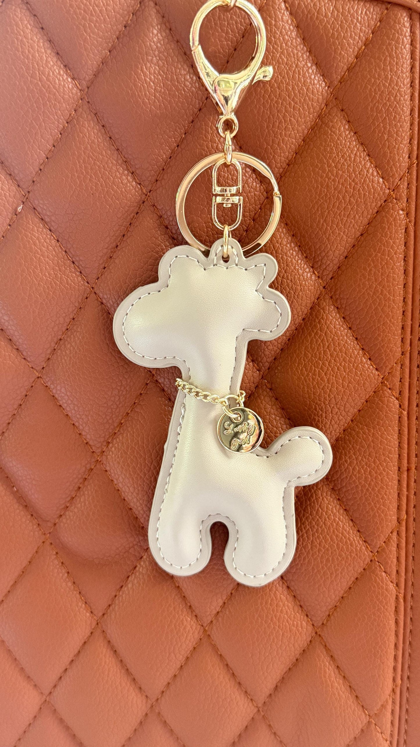 Giraffe Purse Pet Charm 4" Vegan Leather Bag Accessory | Faux Leather Giraffe Keychain for Handbags, Backpacks & Totes | Cute Gift for Her