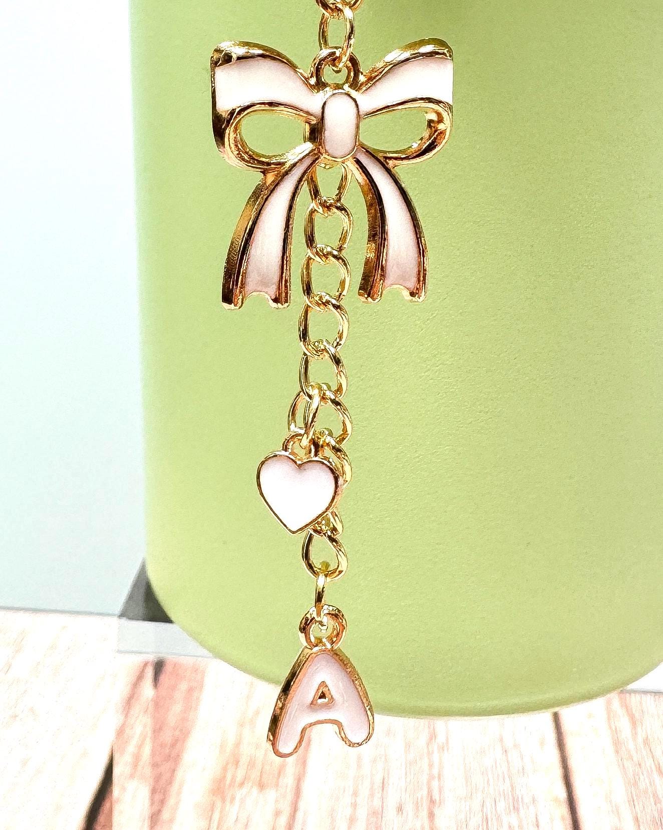 Enamel Tumbler Handle Charms: Bow, Heart & Initial - Stanley Accessories