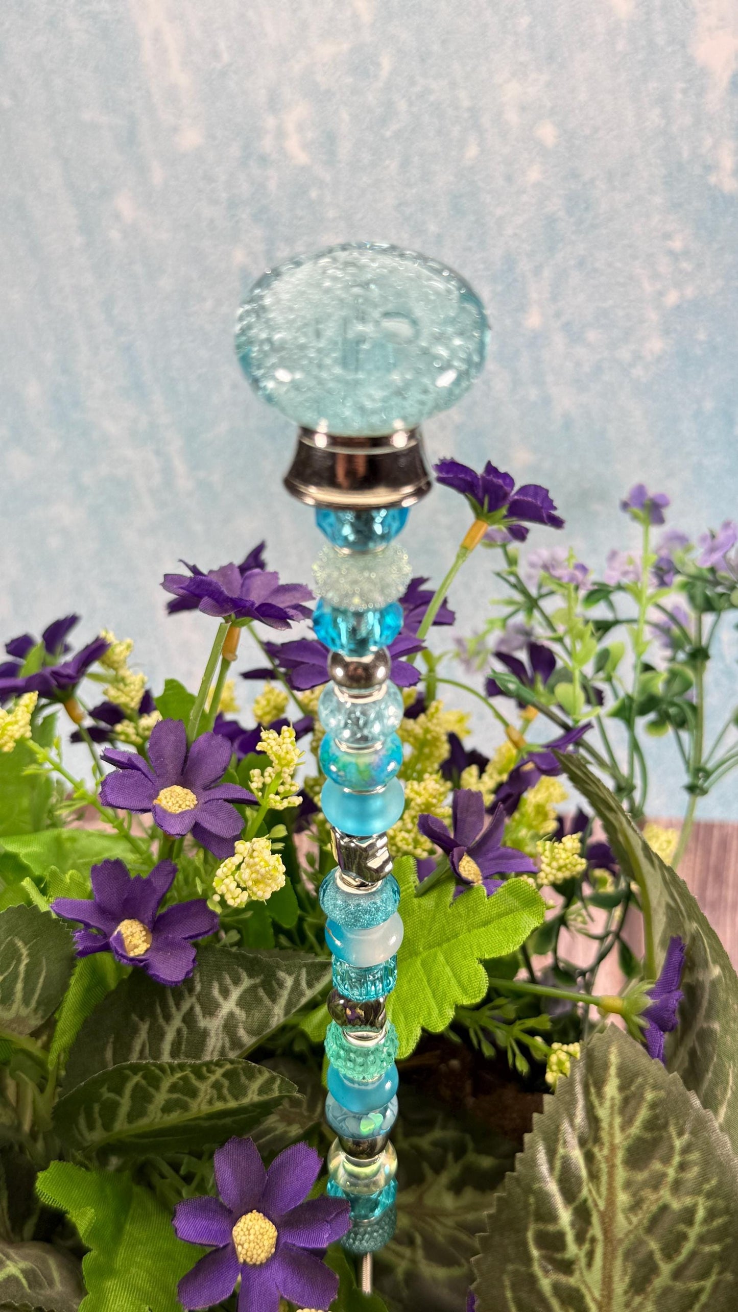 Whimsical Glass Garden Stakes – Beaded Garden Decor | Glass Topper Plant Stakes | Unique Garden Gift | Dragonfly Custom Accessories
