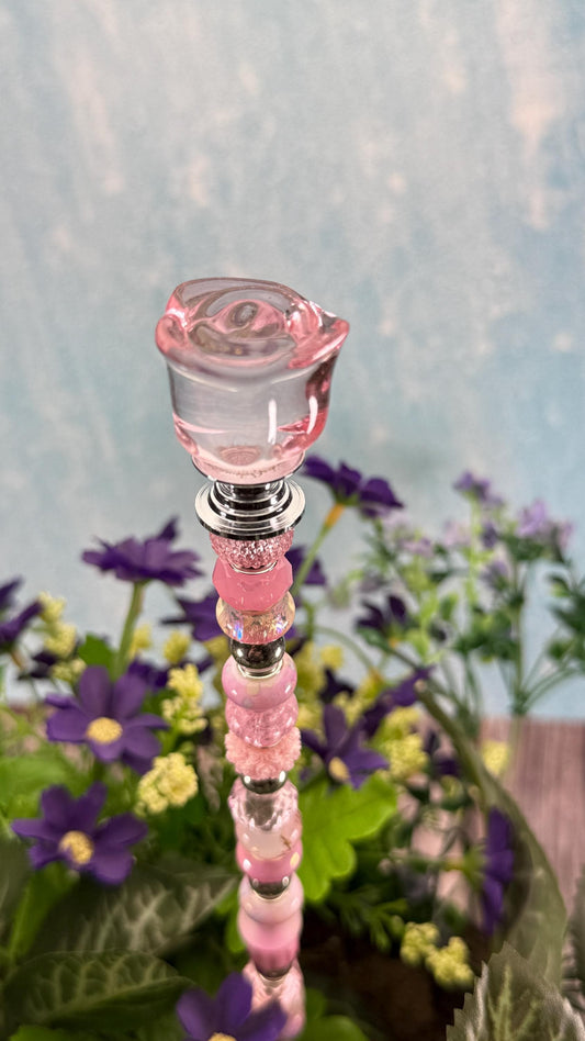 Whimsical Glass Garden Stakes – Beaded Garden Decor | Glass Topper Plant Stakes | Unique Garden Gift | Dragonfly Custom Accessories