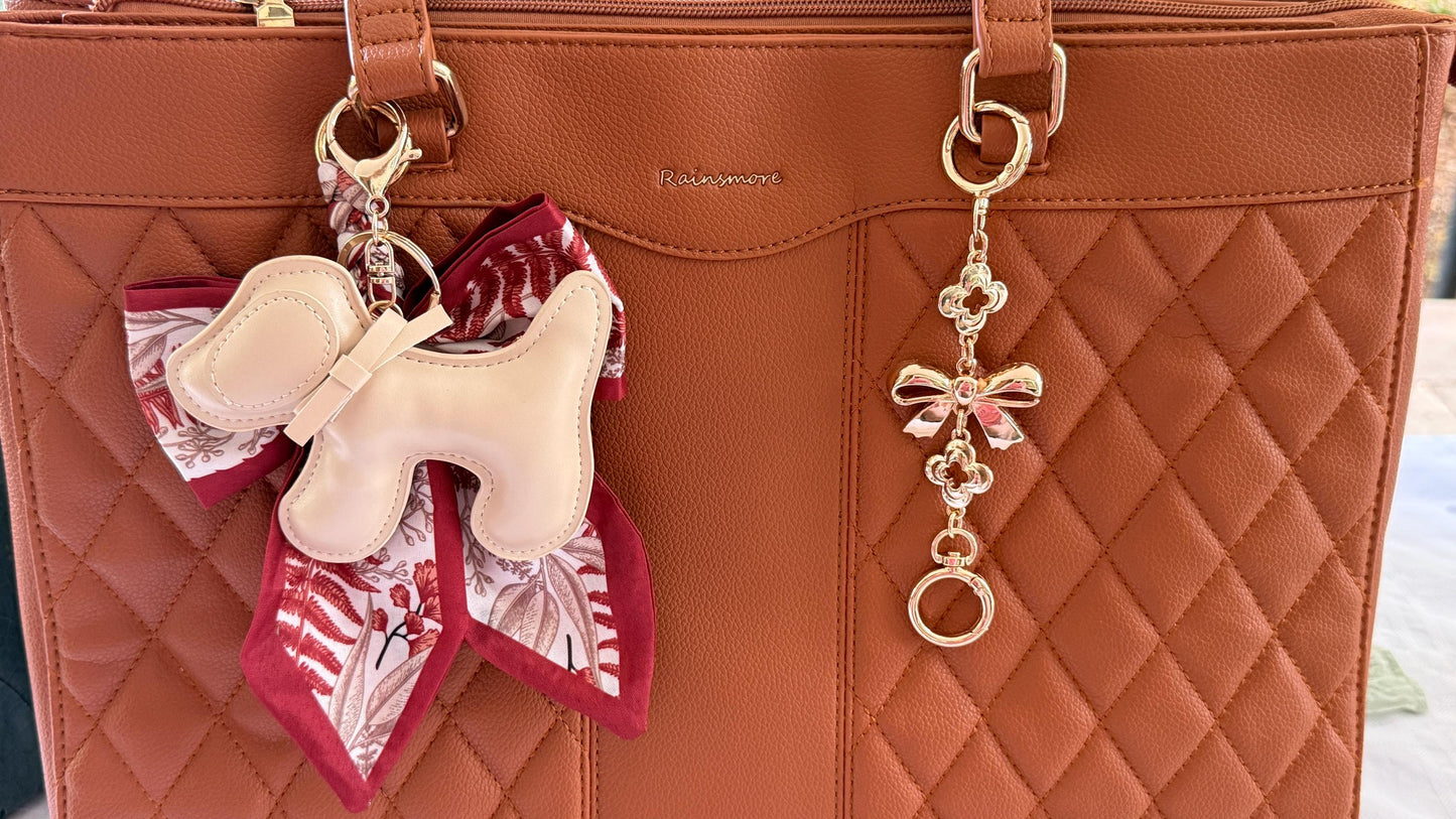 Schnauzer Dog Purse Pet Charm Vegan Leather Bag Accessory | Faux Leather Dog Keychain for Handbags, Totes & Backpacks | Gift for Dog Lovers