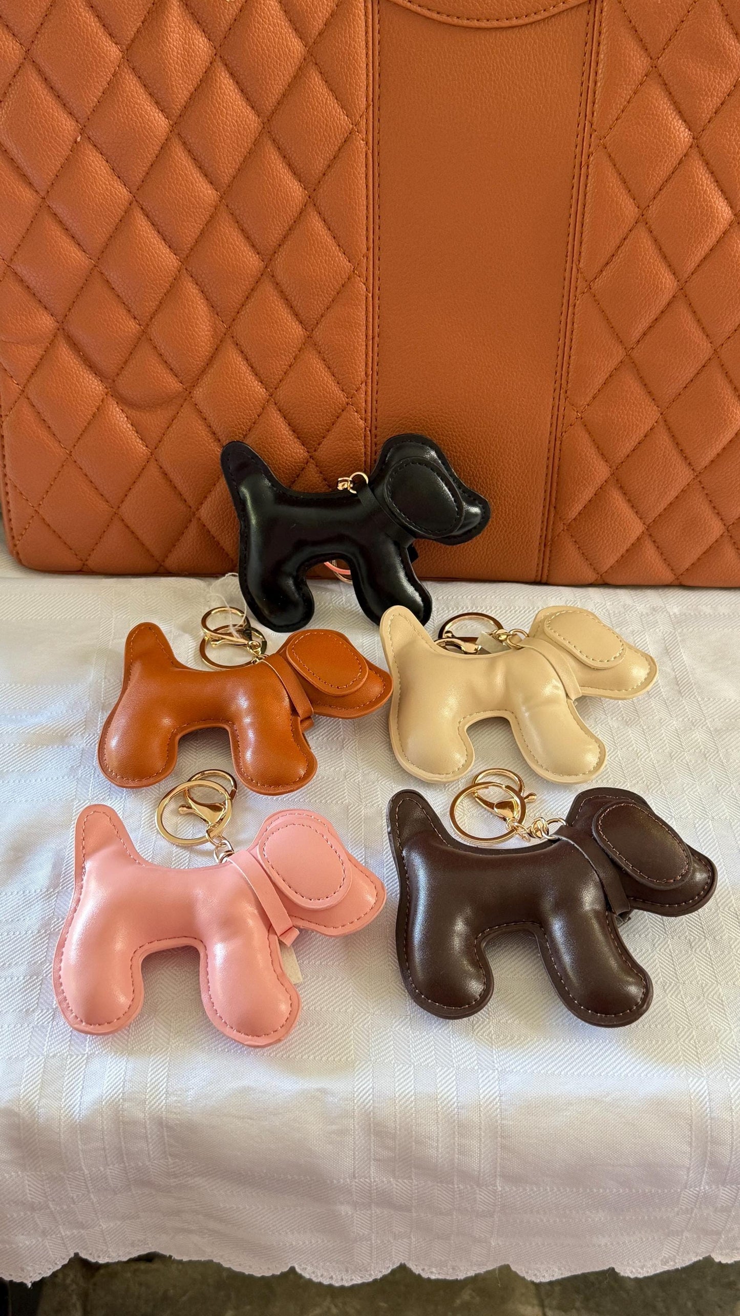 Dog Purse Pet Charm – 3–4" Vegan Leather Bag Accessory | Faux Leather Dog Keychain for Handbags, Totes & Backpacks | Gift for Dog Lovers