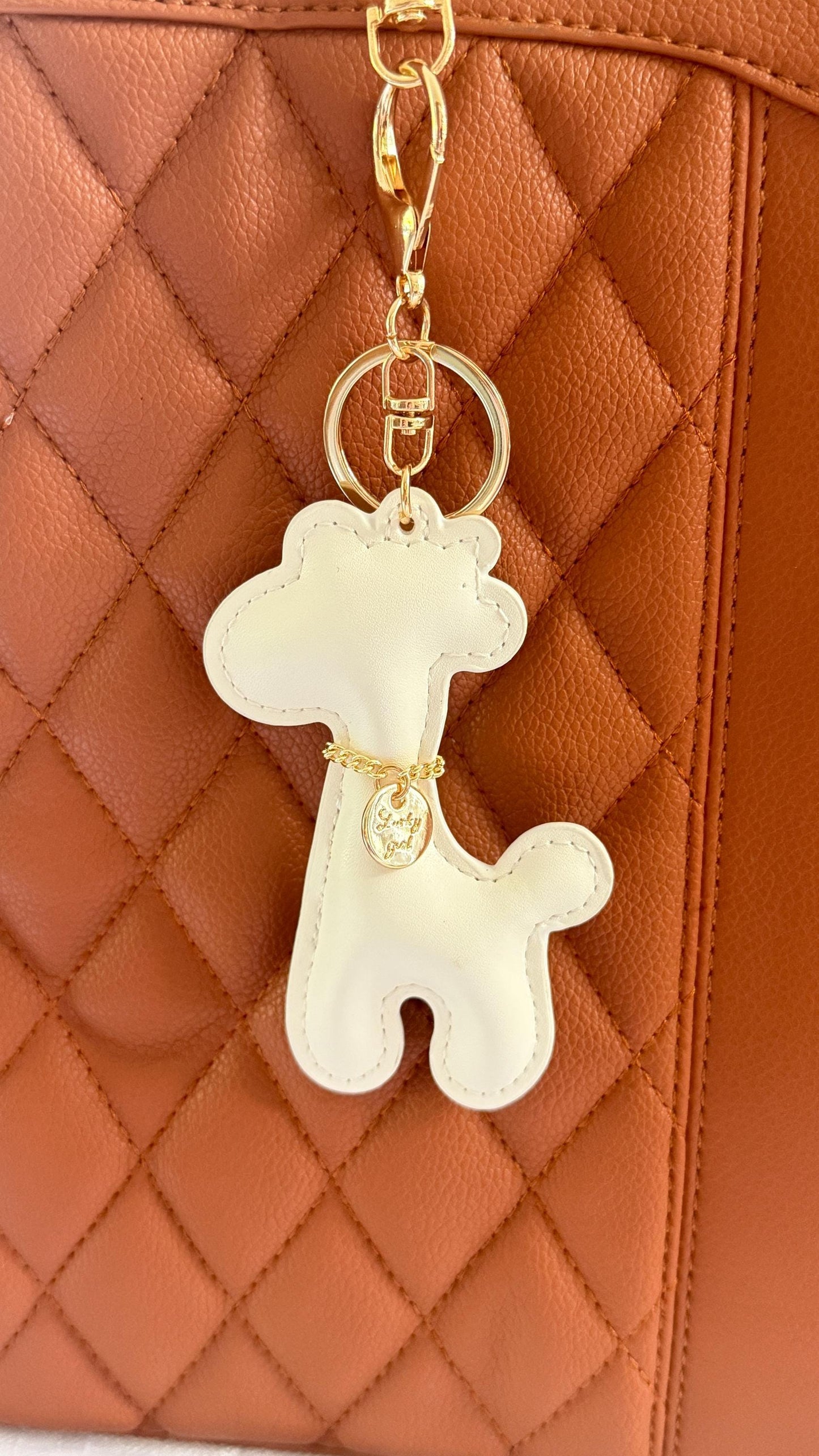 Giraffe Purse Pet Charm 4" Vegan Leather Bag Accessory | Faux Leather Giraffe Keychain for Handbags, Backpacks & Totes | Cute Gift for Her
