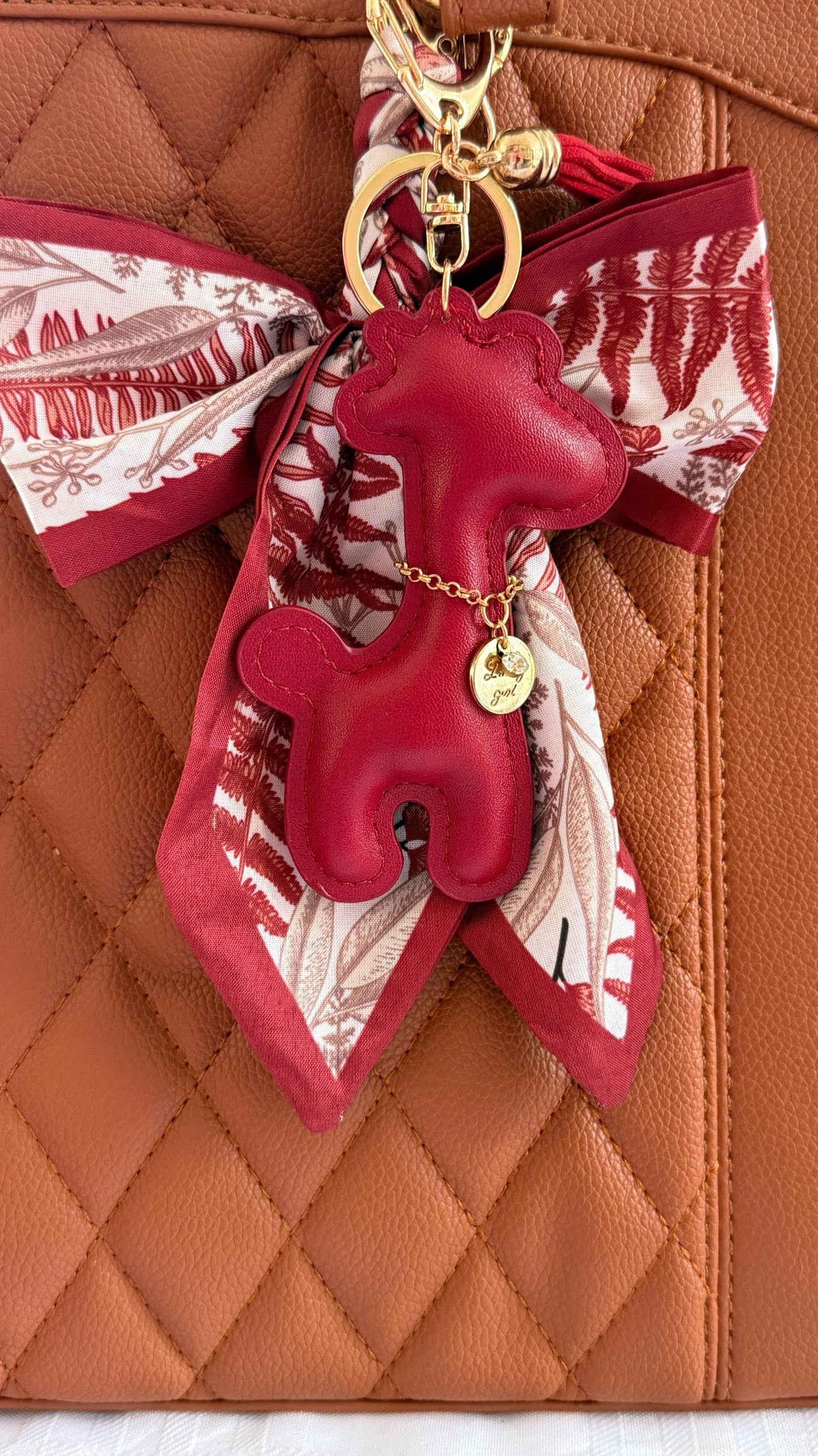 Giraffe Purse Pet Charm 4" Vegan Leather Bag Accessory | Faux Leather Giraffe Keychain for Handbags, Backpacks & Totes | Cute Gift for Her