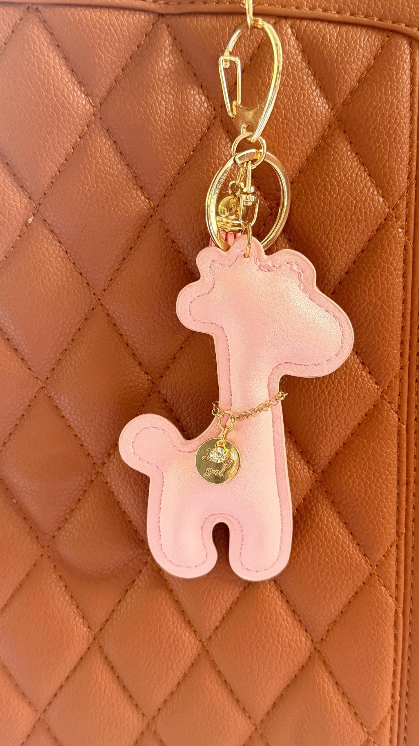 Giraffe Purse Pet Charm 4" Vegan Leather Bag Accessory | Faux Leather Giraffe Keychain for Handbags, Backpacks & Totes | Cute Gift for Her