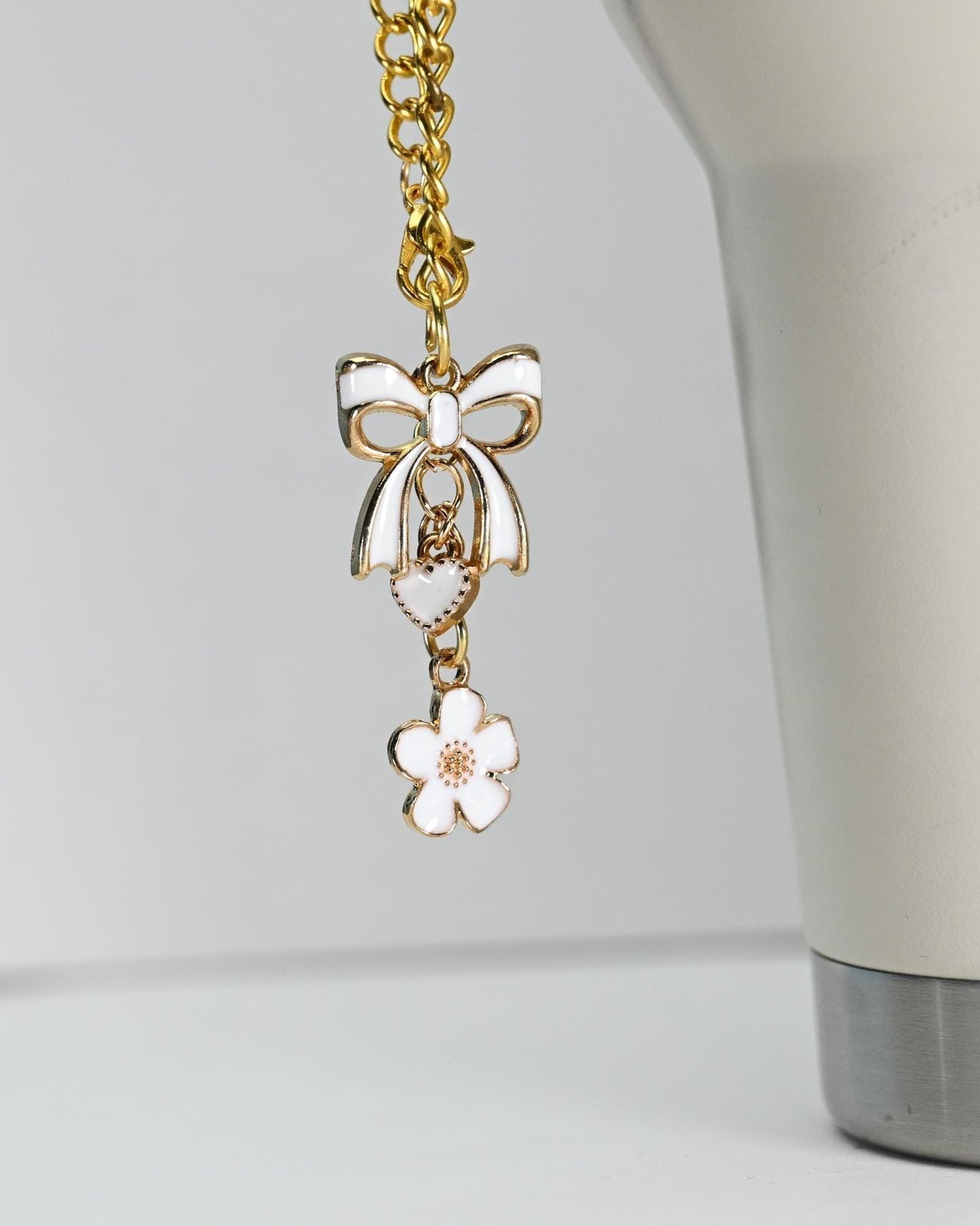 Enamel Tumbler Handle Charms: Bow, Heart, Daisy - Camino, Stanley, Yeti Compatible