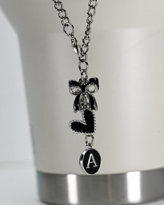Monogram Tumbler Charm: Personalized Enamel Bow, Heart & Initial