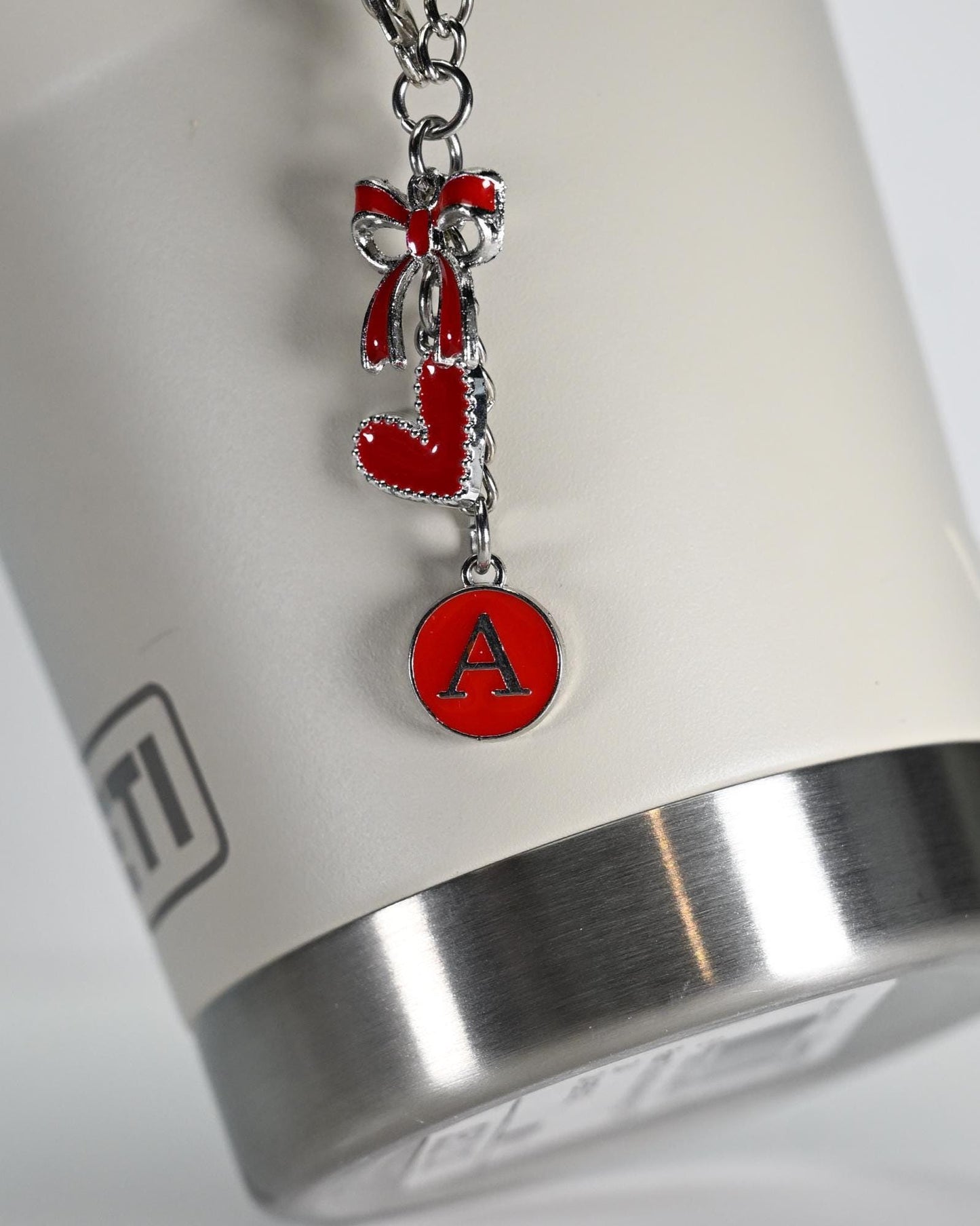 Monogram Tumbler Charm: Personalized Enamel Bow, Heart & Initial